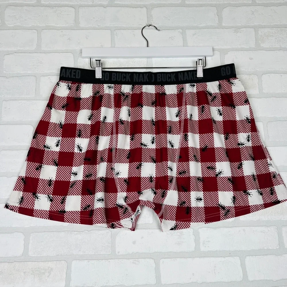 Duluth Trading Co Go Buck Naked Boxer Briefs Red Buffalo Plaid Ants Mens XXL